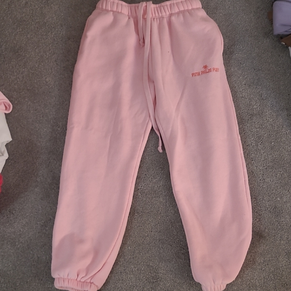 Never Worn Pink Palm Puff Sweatpants